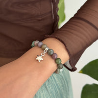 Thumbnail for Boho Star Pendant Chalcedony Beaded Bracelet - ArtGalleryZen