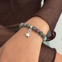Thumbnail for Boho Star Pendant Chalcedony Beaded Bracelet - ArtGalleryZen