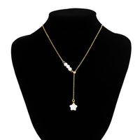 Thumbnail for Boho Star Pendant Pearl Chain Y Necklace - ArtGalleryZen