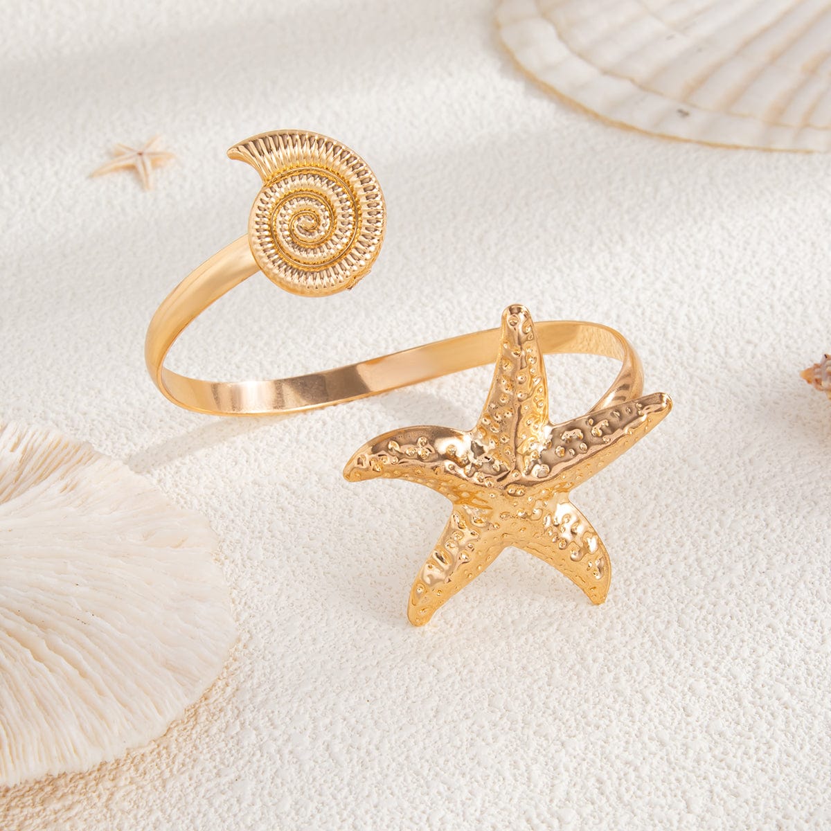 Boho Starfish Conch Arm Cuff - ArtGalleryZen