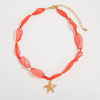 Thumbnail for Boho Starfish Conch Shell Pendant Yarn Choker Necklace - ArtGalleryZen