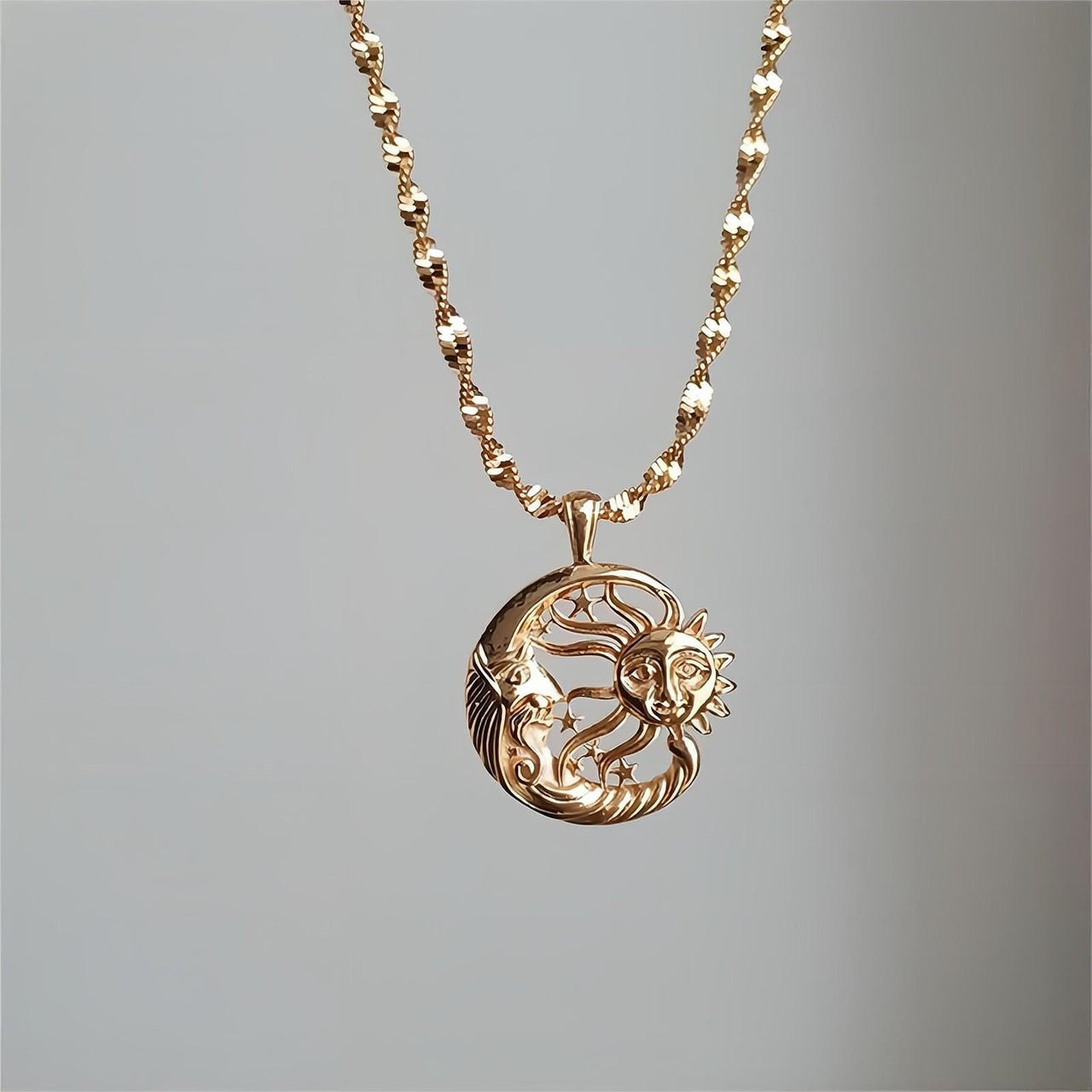 Boho Sun and Moon Celestial Necklace - ArtGalleryZen