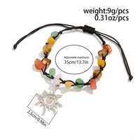 Thumbnail for Boho Sun Charm Turquoise Stone Wax Cord Bracelet - ArtGalleryZen