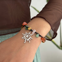 Thumbnail for Boho Sun Charm Turquoise Stone Wax Cord Bracelet - ArtGalleryZen