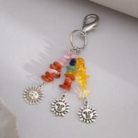 Thumbnail for Boho Sun Pendant Colorful Turquoise Stone Chain Keychain - ArtGalleryZen