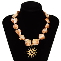 Thumbnail for Boho Sun Pendant Natural Shell Necklace - ArtGalleryZen
