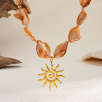 Thumbnail for Boho Sun Pendant Natural Shell Necklace - ArtGalleryZen