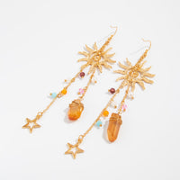Thumbnail for Boho Sun Star Healing Crystal Dangle Earrings - ArtGalleryZen