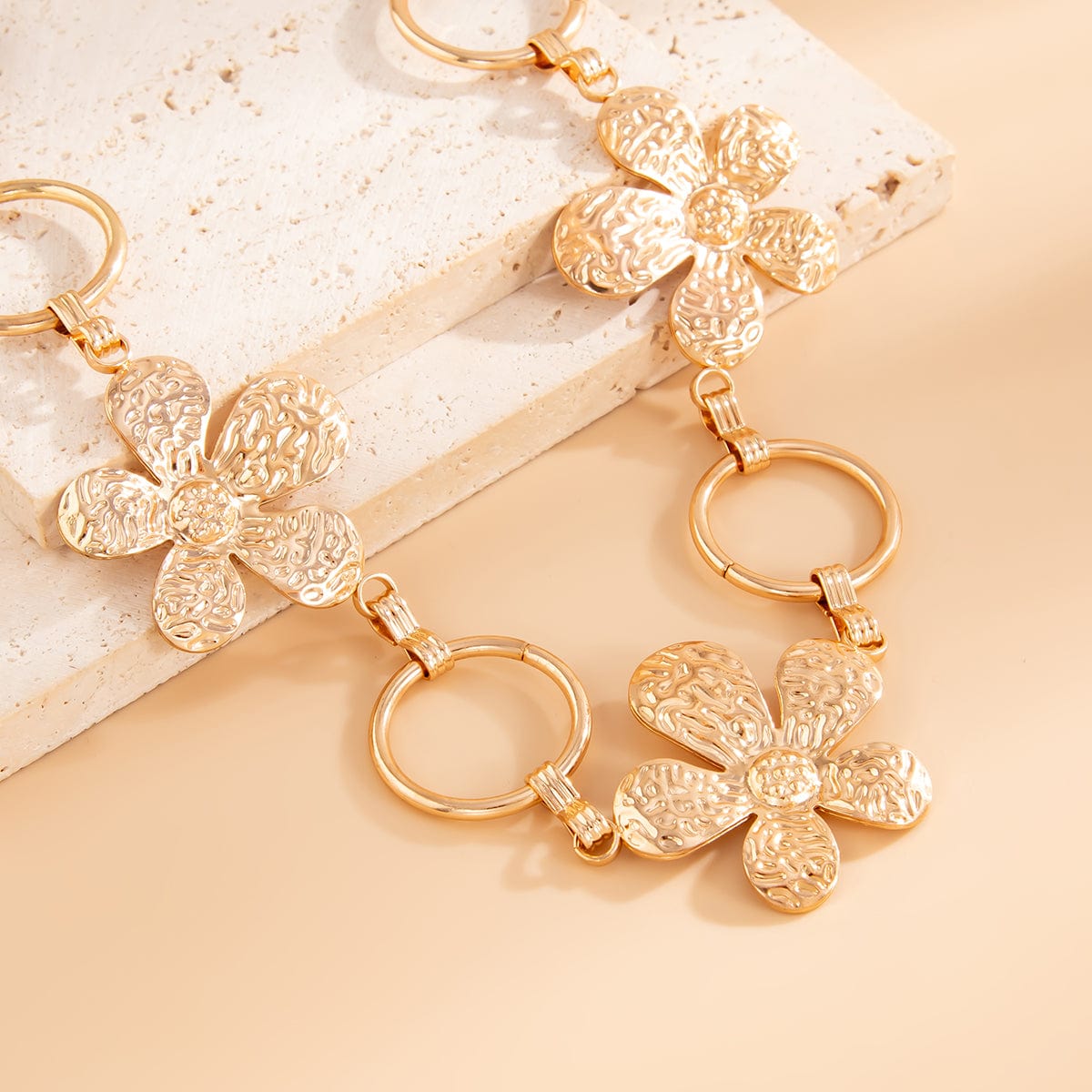 Boho Textured Flower Hoop Waist Chain - ArtGalleryZen