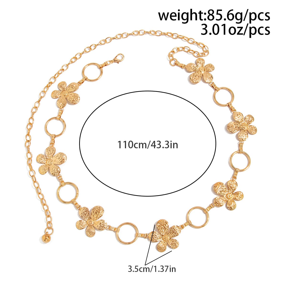 Boho Textured Flower Hoop Waist Chain - ArtGalleryZen