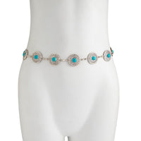 Thumbnail for Boho Turquoise Inlaid Round Disk Waist Chain - ArtGalleryZen