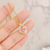 Thumbnail for Celestial Pink Heart Pendant Necklace - ArtGalleryZen