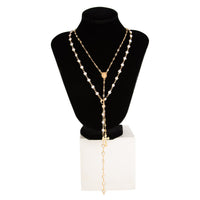 Thumbnail for Charming 2pcs Cross Pendant Pearl Chain Y Necklace Set - ArtGalleryZen