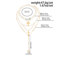 Thumbnail for Charming 4pcs Cross Pendant Pearl Long Chain Y Necklace Set - ArtGalleryZen