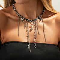 Thumbnail for Charming Cupid Rose Heart Star Tassel Velvet Necklace - ArtGalleryZen
