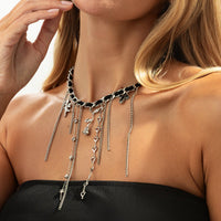Thumbnail for Charming Cupid Rose Heart Star Tassel Velvet Necklace - ArtGalleryZen
