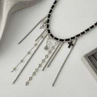 Thumbnail for Charming Cupid Rose Heart Star Tassel Velvet Necklace - ArtGalleryZen