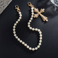 Thumbnail for Charming Gold Silver Plated Cross Pendant Pearl Trouser Chain - ArtGalleryZen