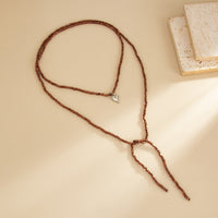 Thumbnail for Charming Heart Pendant Square Seed Beaded Long Chain Necklace - ArtGalleryZen