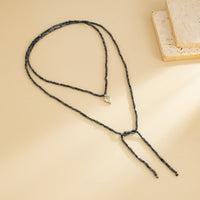 Thumbnail for Charming Heart Pendant Square Seed Beaded Long Chain Necklace - ArtGalleryZen