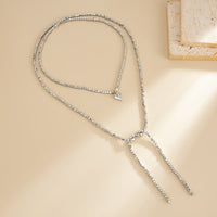Thumbnail for Charming Heart Pendant Square Seed Beaded Long Chain Necklace - ArtGalleryZen