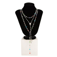 Thumbnail for Charming Layered Cross Pendant Colorful Crystal Chain Y Necklace Set - ArtGalleryZen