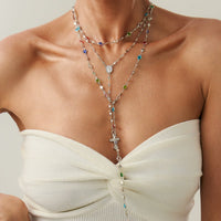 Thumbnail for Charming Layered Cross Pendant Colorful Crystal Chain Y Necklace Set - ArtGalleryZen