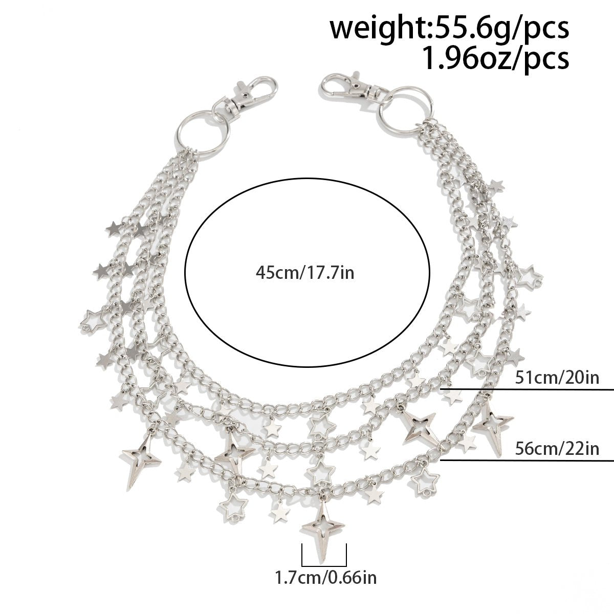 Charming Layered Hollow Star Pendant Trouser Chain - ArtGalleryZen