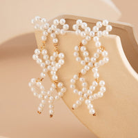 Thumbnail for Charming Pearl Beaded Bowknot Dangle Earrings - ArtGalleryZen