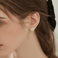 Thumbnail for Charming Pearl Inlaid CZ Flower Earrings - ArtGalleryZen