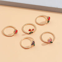 Thumbnail for Chic 10 Pieces Colorful Crystal Fruits Rings Set - ArtGalleryZen