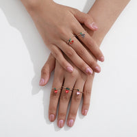 Thumbnail for Chic 10 Pieces Colorful Crystal Fruits Rings Set - ArtGalleryZen