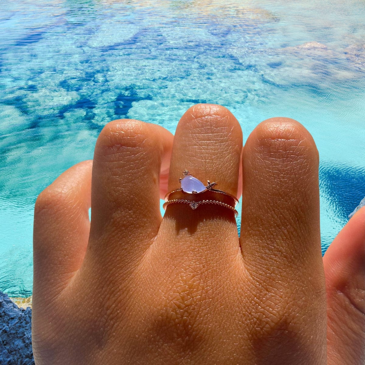 Chic 18K Gold Filled CZ Inlaid Aquarium Ring - ArtGalleryZen