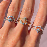 Thumbnail for Chic 2 Pieces Crystal Floral Matching Ring Set - ArtGalleryZen