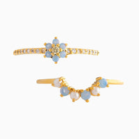 Thumbnail for Chic 2 Pieces Crystal Floral Matching Ring Set - ArtGalleryZen