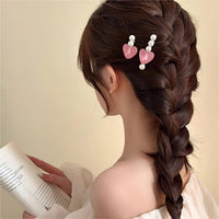 Thumbnail for Chic 2 Pieces Crystal Heart Pearl Hair Clips Set - ArtGalleryZen
