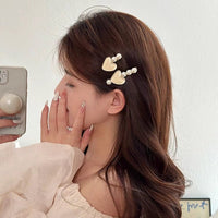 Thumbnail for Chic 2 Pieces Crystal Heart Pearl Hair Clips Set - ArtGalleryZen
