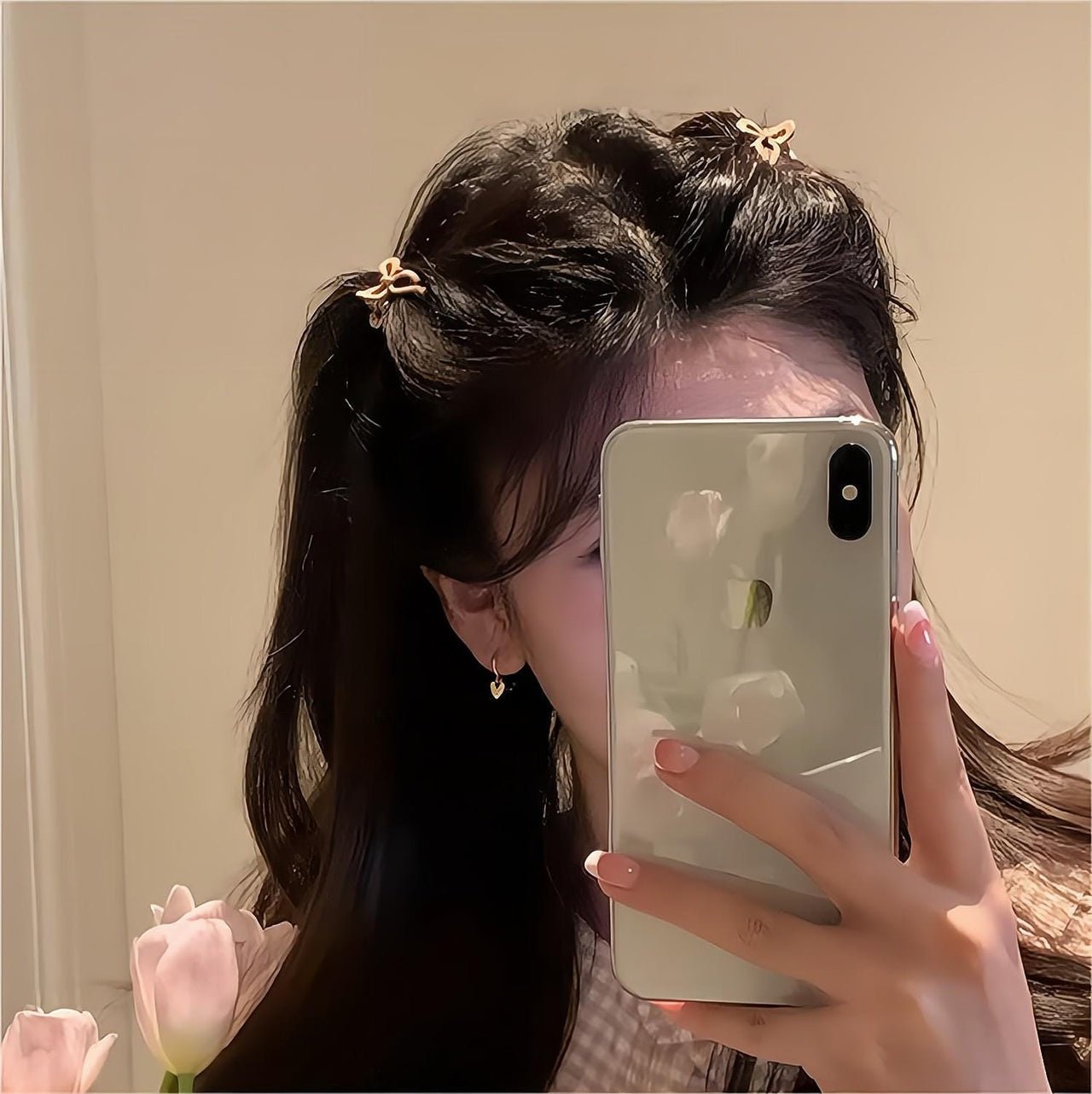 Chic 2 Pieces Enamel Ribbon Bowknot Hair Clips Set - ArtGalleryZen