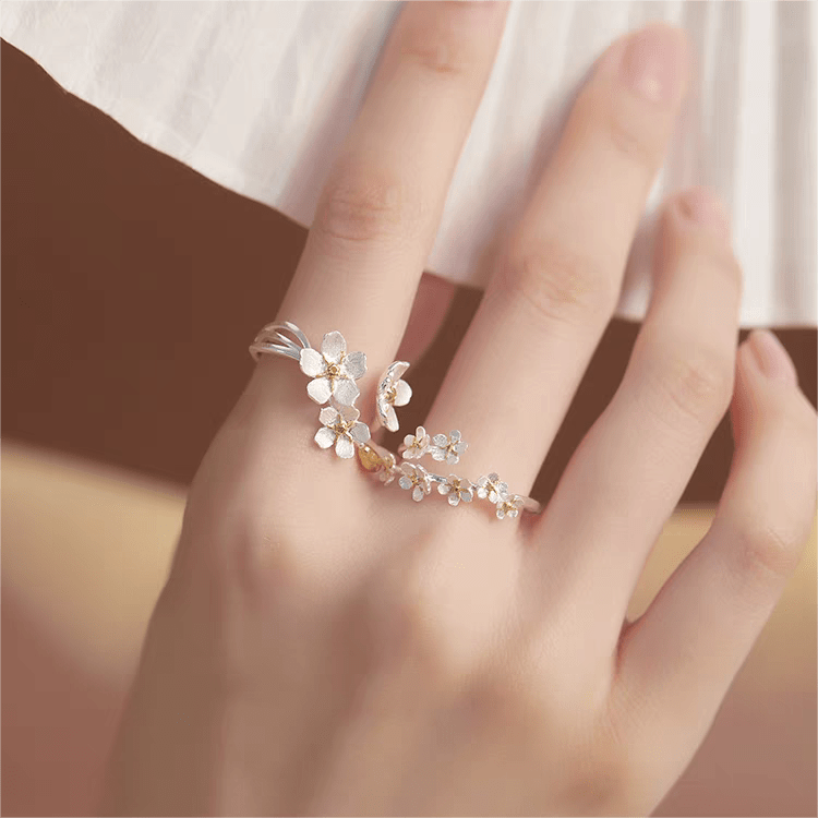 Chic 2 Pieces Floral Ring Set - ArtGalleryZen