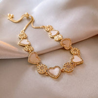 Thumbnail for Chic 24k Gold CZ Inlaid Natural Pearl Shell Heart Bracelet - ArtGalleryZen