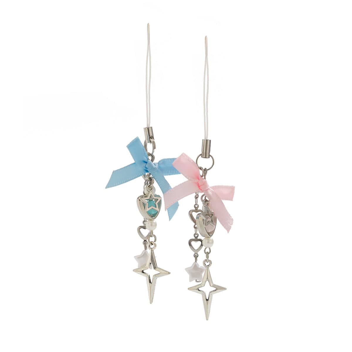 Chic 2pcs Bowknot Heart Star Keychain Phone Strap Set - ArtGalleryZen