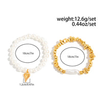 Thumbnail for Chic 2pcs Heart Charm Pearl Irregular Beaded Chain Bracelet Set - ArtGalleryZen