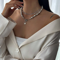 Thumbnail for Chic 2pcs Silver Tone Star Tassel Ball Chain Necklace Set - ArtGalleryZen