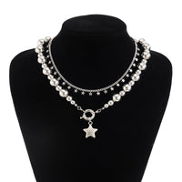 Thumbnail for Chic 2pcs Silver Tone Star Tassel Ball Chain Necklace Set - ArtGalleryZen