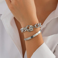 Thumbnail for Chic 2pcs Silver Tone Toggle Clasp Relief Round Disk Charm Bracelet Set - ArtGalleryZen
