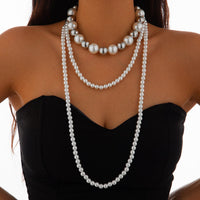 Thumbnail for Chic 2Pcs Two Tone Pearl Long Chain Necklace Set - ArtGalleryZen