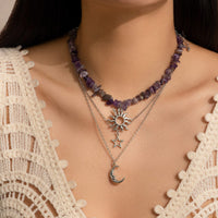 Thumbnail for Chic 3 Pieces Sun Moon Star Tree Pendant Turquoise Stone Necklace Set - ArtGalleryZen