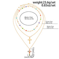 Thumbnail for Chic 3pcs Colorful Rhinestone Inlay Cross Pendant Crystal Chain Necklace Set - ArtGalleryZen