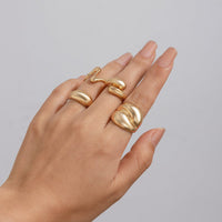 Thumbnail for Chic 4Pcs Chunky Waterdrop Open Ring Set - ArtGalleryZen