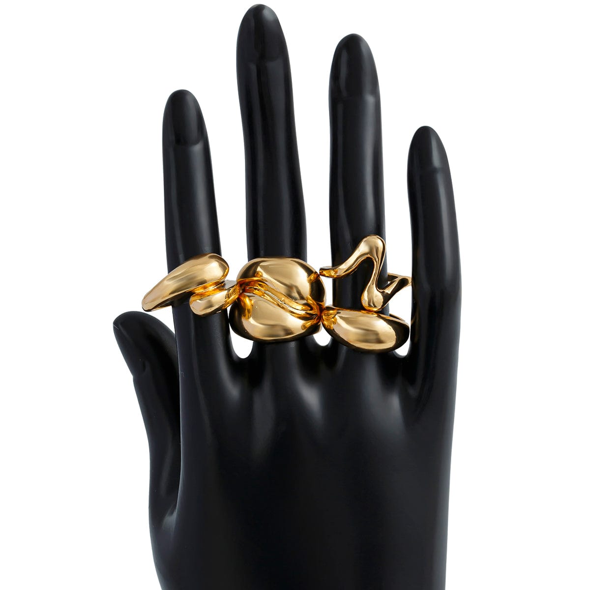 Chic 4Pcs Chunky Waterdrop Open Ring Set - ArtGalleryZen